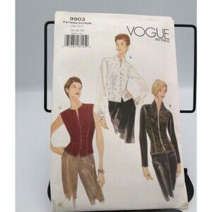Vogue 9903 Misses Petite Blouse Pattern Size 14-16-18 Easy VTG 1998